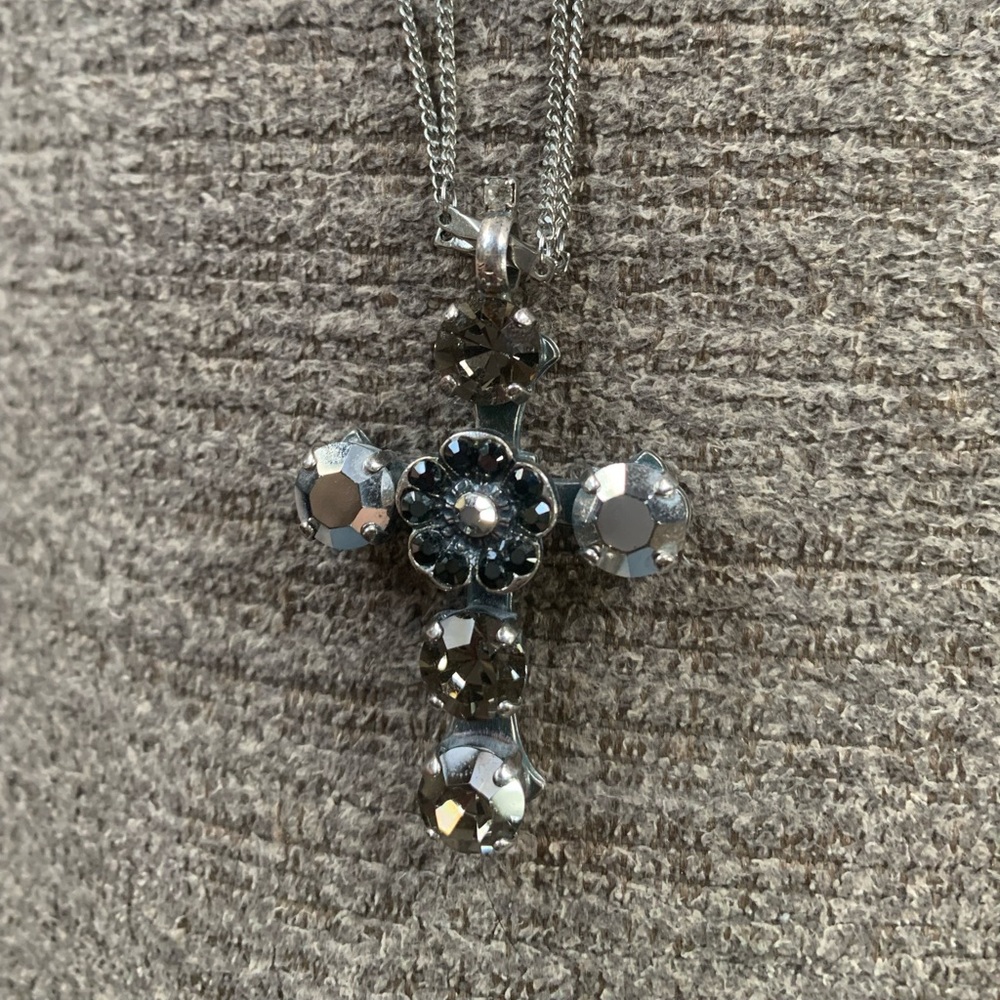 Mariana Large Stone Cross Pendant Necklace with Swarovski Crystals
